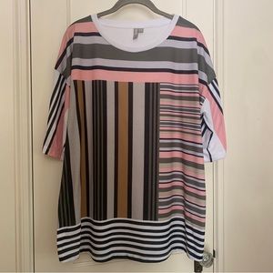 ASOS Curve Boxy Block Stripe Tee T-shirt Top Size 16